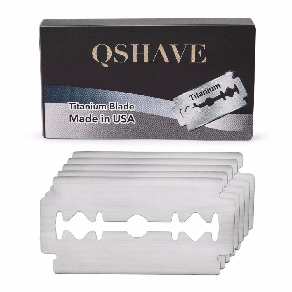 Qshave Short Handle Classic Safety Razor Double Edge Mens Shaving Razor Gift Box Pack Cure Handle, 1 Razor 5 blades. 