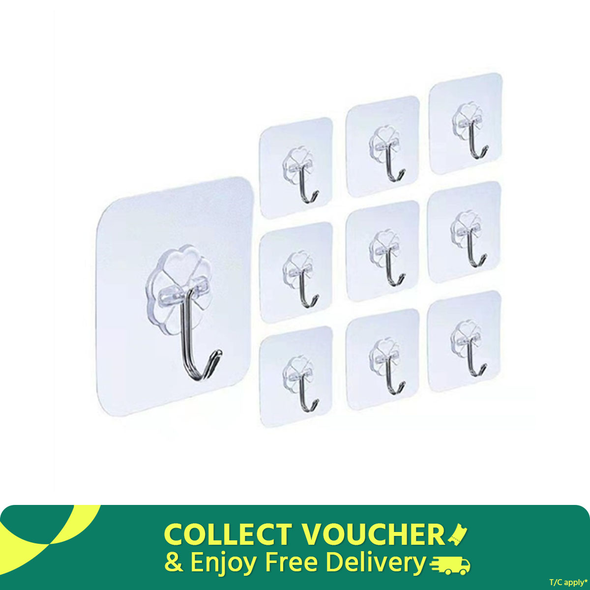 5/10 Pieces angta Wall Hooks, Adhesive Hooks, Kitchen Hooks Professional Strong Hook Waterproof and Rustproof Hook