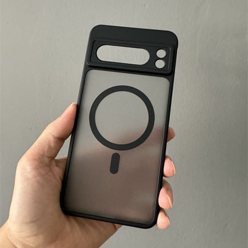 Transparent Shockproof PC+TPU Magsafe Case For Google Pixel 8 Pro Pixel8 Pro Frosted Magnetic Wireless Charging Phone Back Cover. 