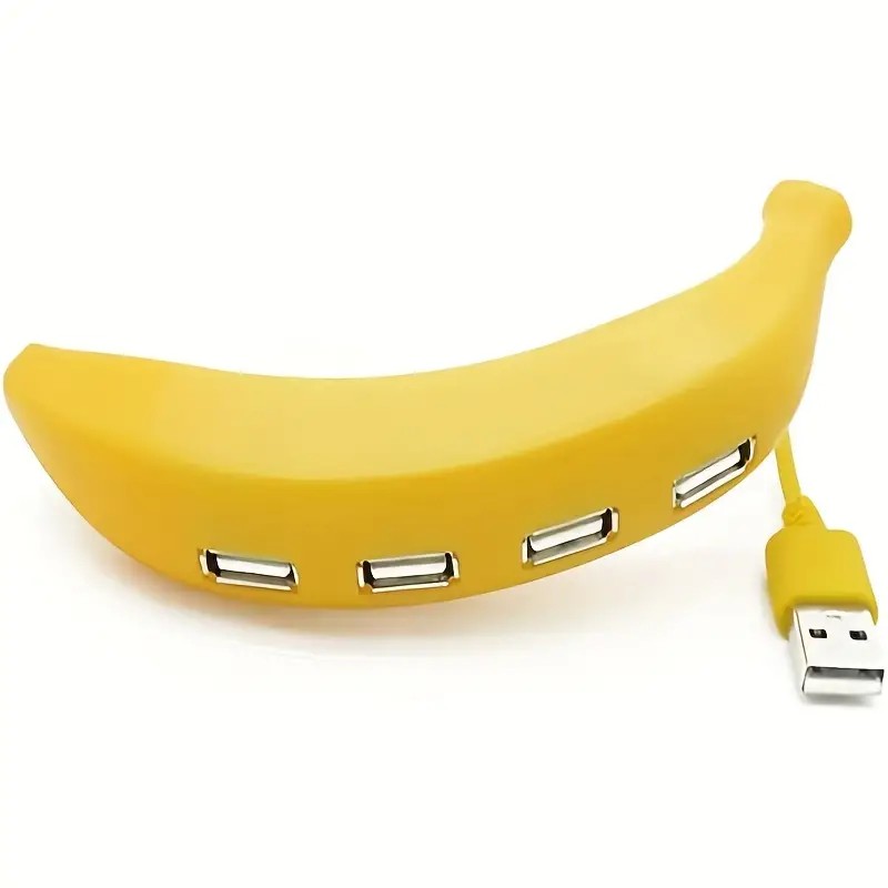 RUNBERRY Adorable Funny Banana Shape Design USB 2.0 4 Port Hub, Portable Creative Extender, Suitable for PC Mac Laptop