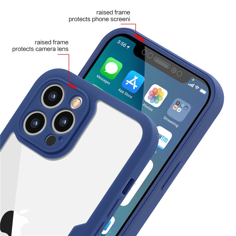 360 Full Body Front Screen Transparent Phone Case For iPhone 11 12 13 Pro Max XS X XR 7 8 Plus SE 2 Shockproof Bumper Back Cover. 