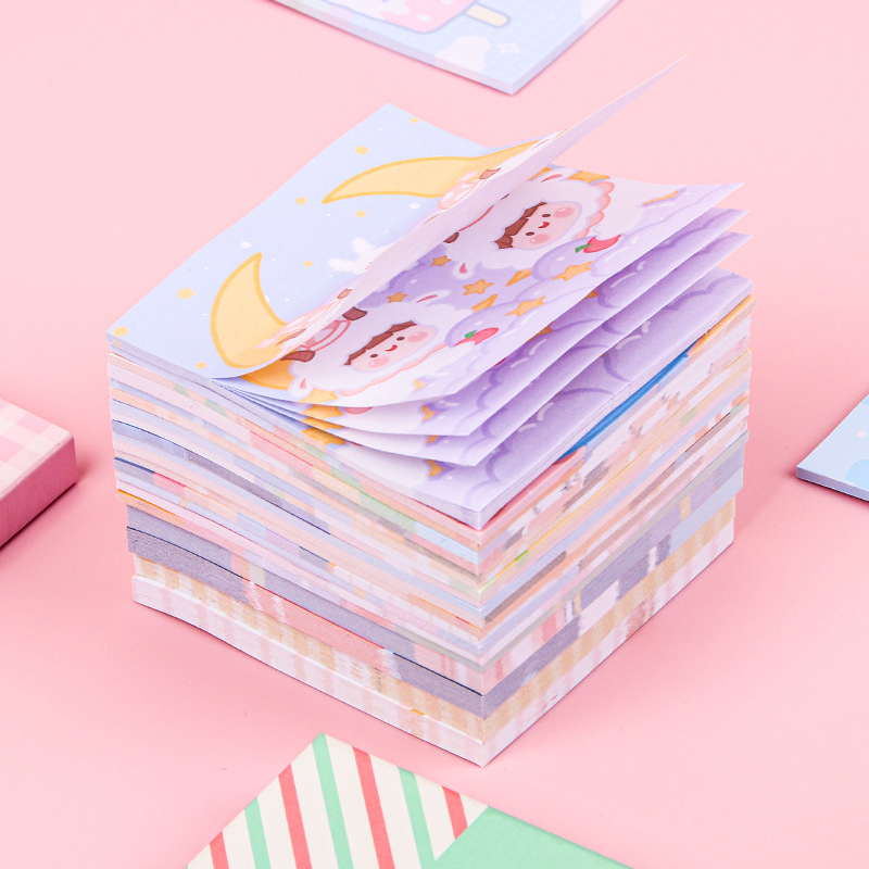 Creative Stationery Cartoon Cute Post-it Note Colorful Student Mark Message Note Paper Can Tear Girl Heart Small Book. 