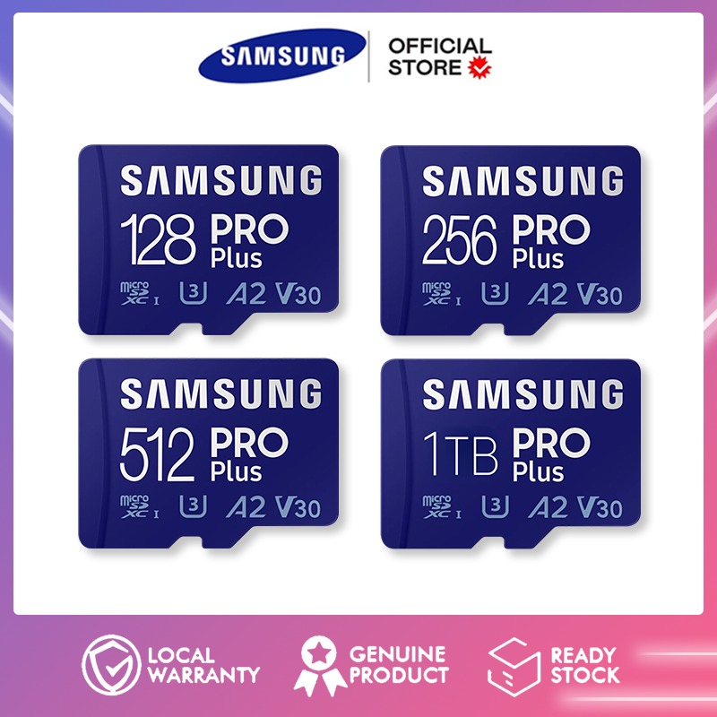 【Ready Stock+FREE Shipping+COD】Samsung PRO Plus 128GB 256GB 512GB 1TB Micro SD Card UHS-I U3 V30 A2 Memory Card Read up to 160MB/s Write up to 120MB/s (MB-MD128KA). 