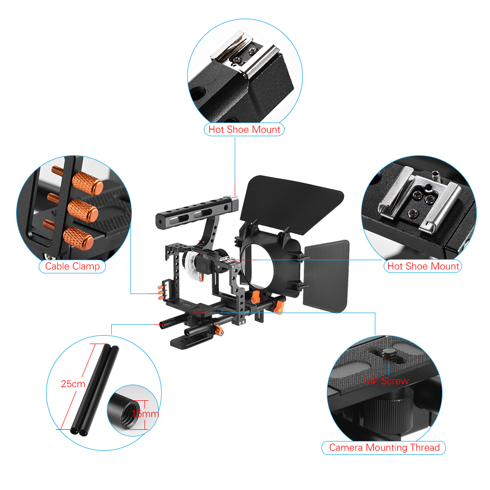 Andoer C500 kamera kamera Video kafes Rig kiti Film yapma sistemi için Panasonic için GH4 Sony A7S/A7/A7R/A7RII/A7SII/A7IV ILDC. 