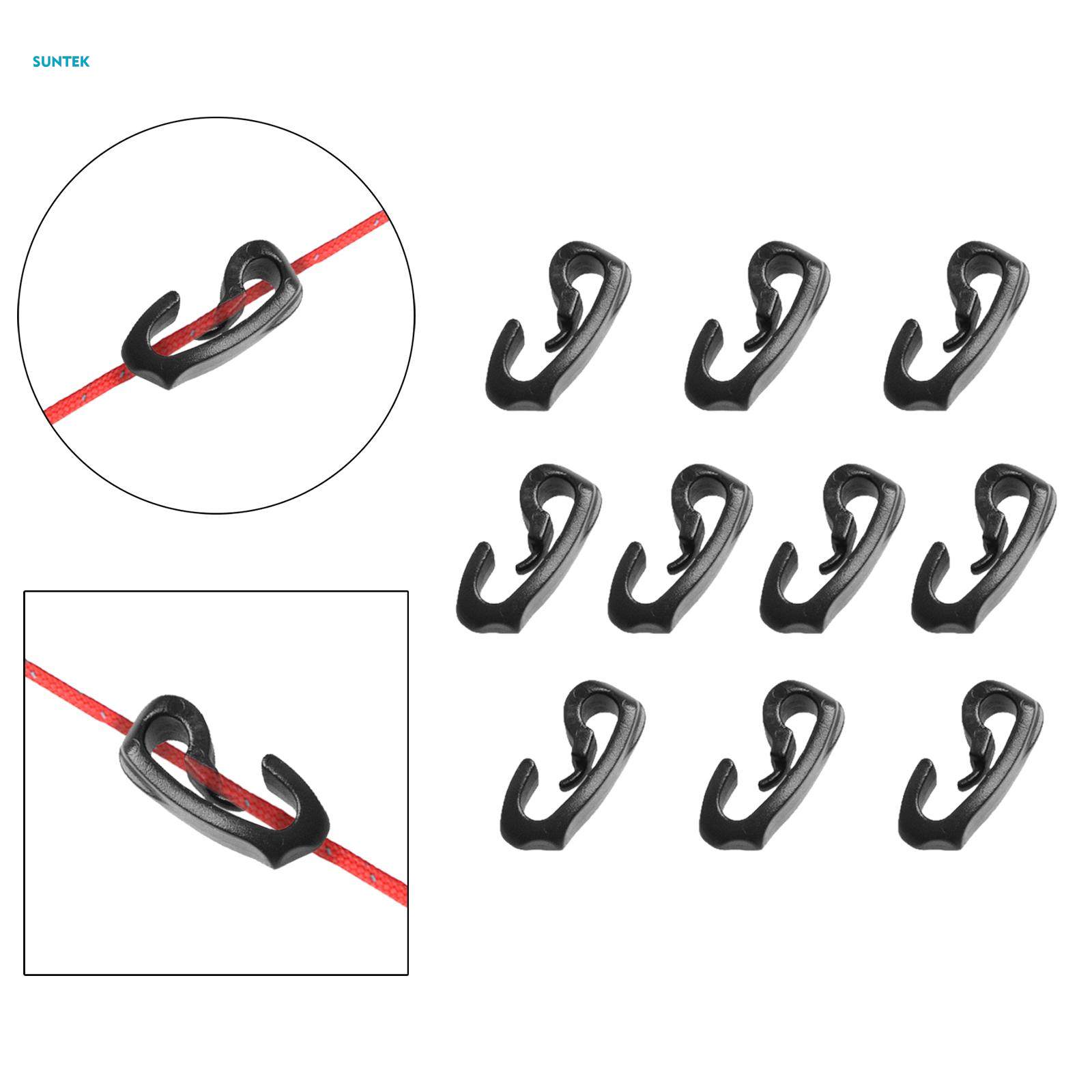 10-Pack Outdoor Camping Tent Hooks, Canopy Windproof Hook, Plastic Shock Cord Clasp Hook for Camping Canopy Backpacking Awning. 