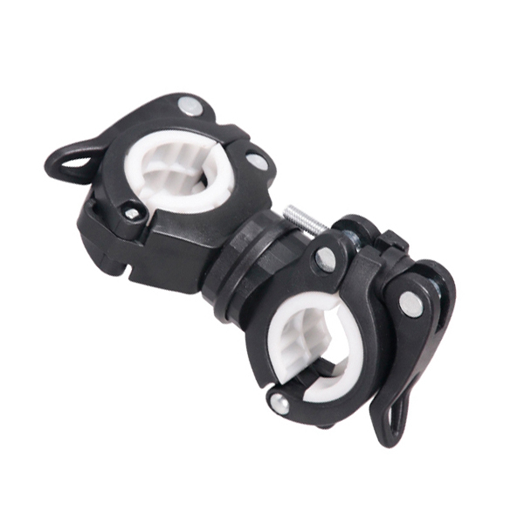 2X 360 Degree Rotating Cycling Bike Light Double Holder LED Front Flashlight Lamp Pump Handlebar Mount Holder