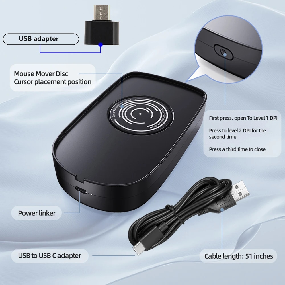 Mouse Jiggler Virtual Mouse Mover for PC, Laptop,Driver-Free Anti-sleep Automatic Movement To Prevent Computer Lock Screen. 