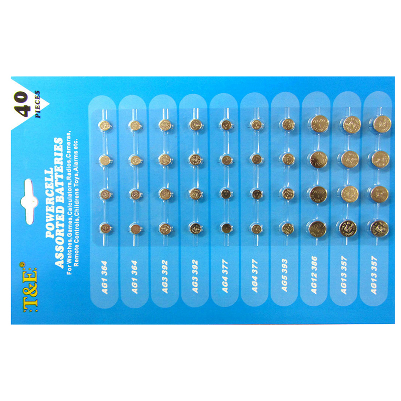 NEW 40 x ASSORTED BUTTON CELL WATCH BATTERY AG 1 / 3 / 4 / 5 / 12 / 13. 