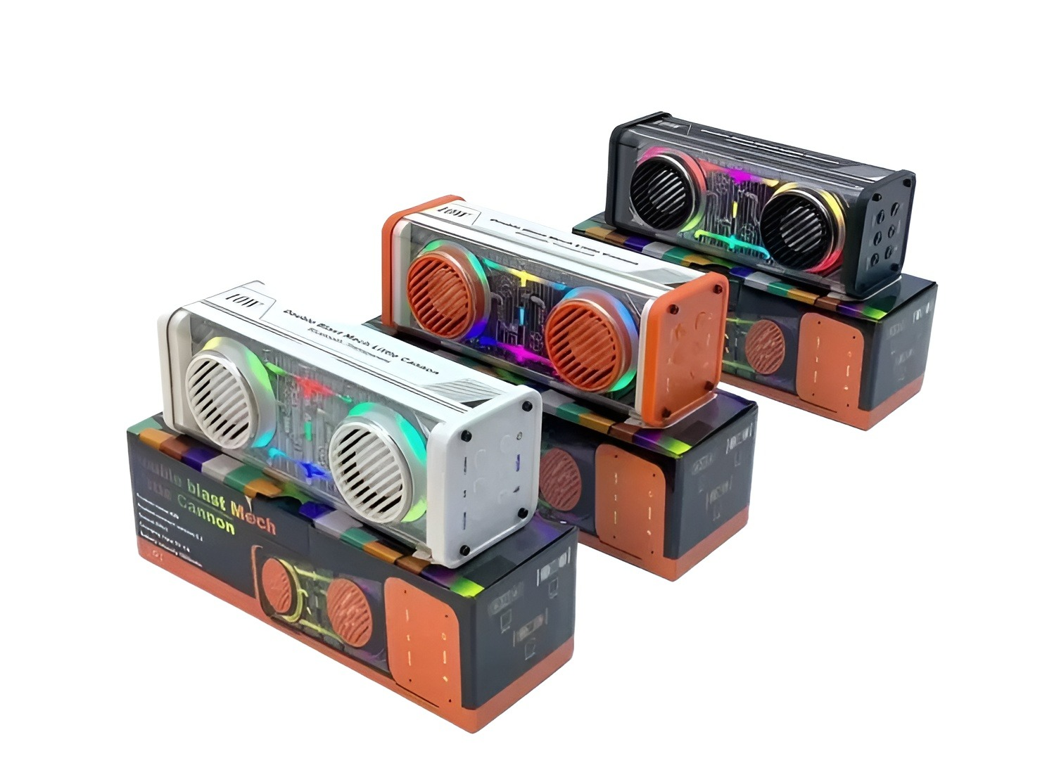 K99 Mecha Mini Bluetooth Speaker Transparent Mechanical Design, 10W Bass Subwoofer, Portable Wireless. 