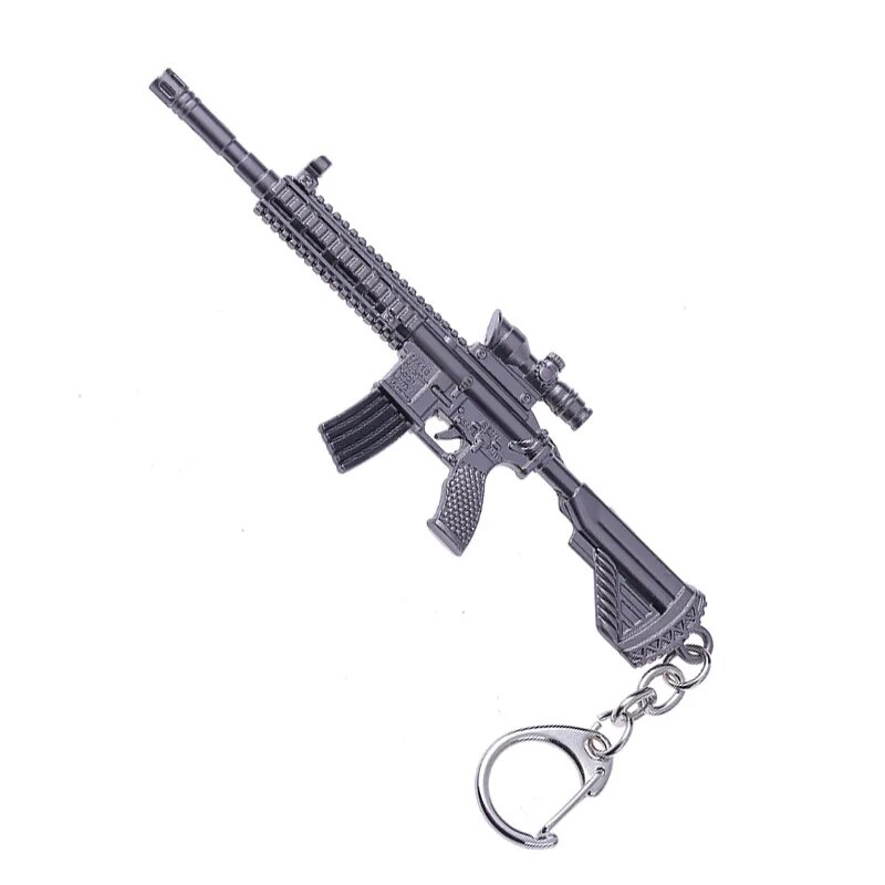 【Nice Day Toy Findings Store】（NEW）PUBG set Game PLAYERUNKNOWN'S BATTLEGROUNDS Key chain Costume akm 98k Weapon Model key ring Helmet For