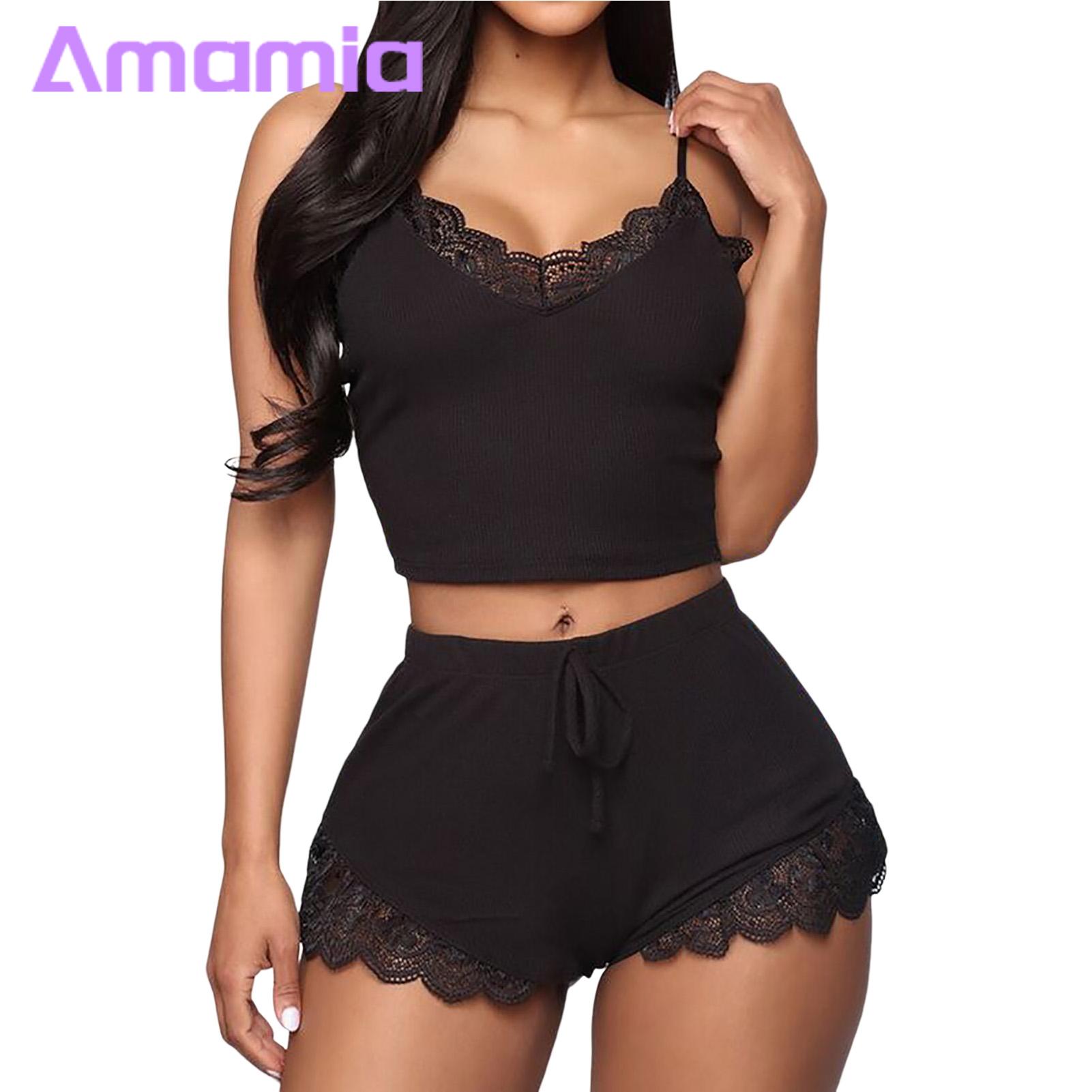Amamia Lady Night Clothes Solid Color Comfortable Women Pajamas Set