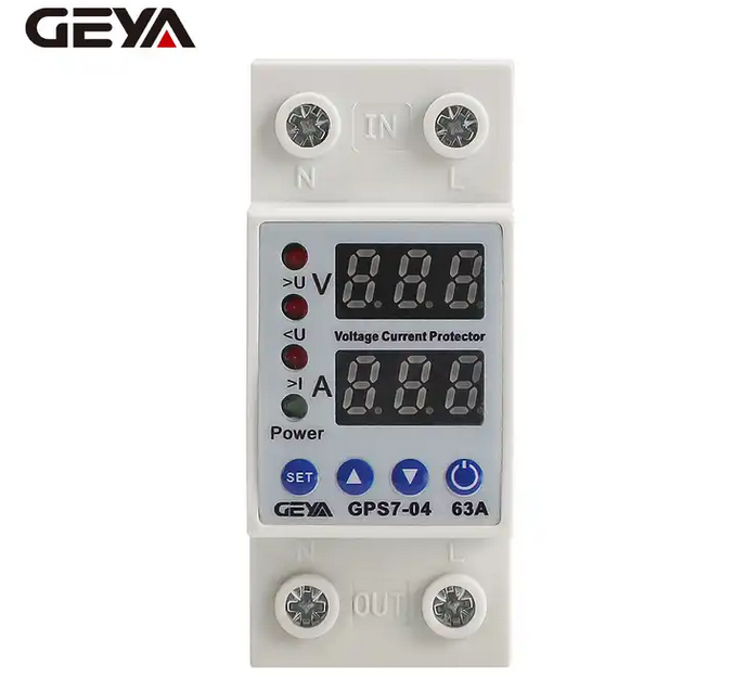Under and Over Voltage and Current Protector,GEYA Brand,current Protector, Surge Protector ,Electric Appliance Protector, 220v Adjustable Over and Under Voltage and Current Protector. 