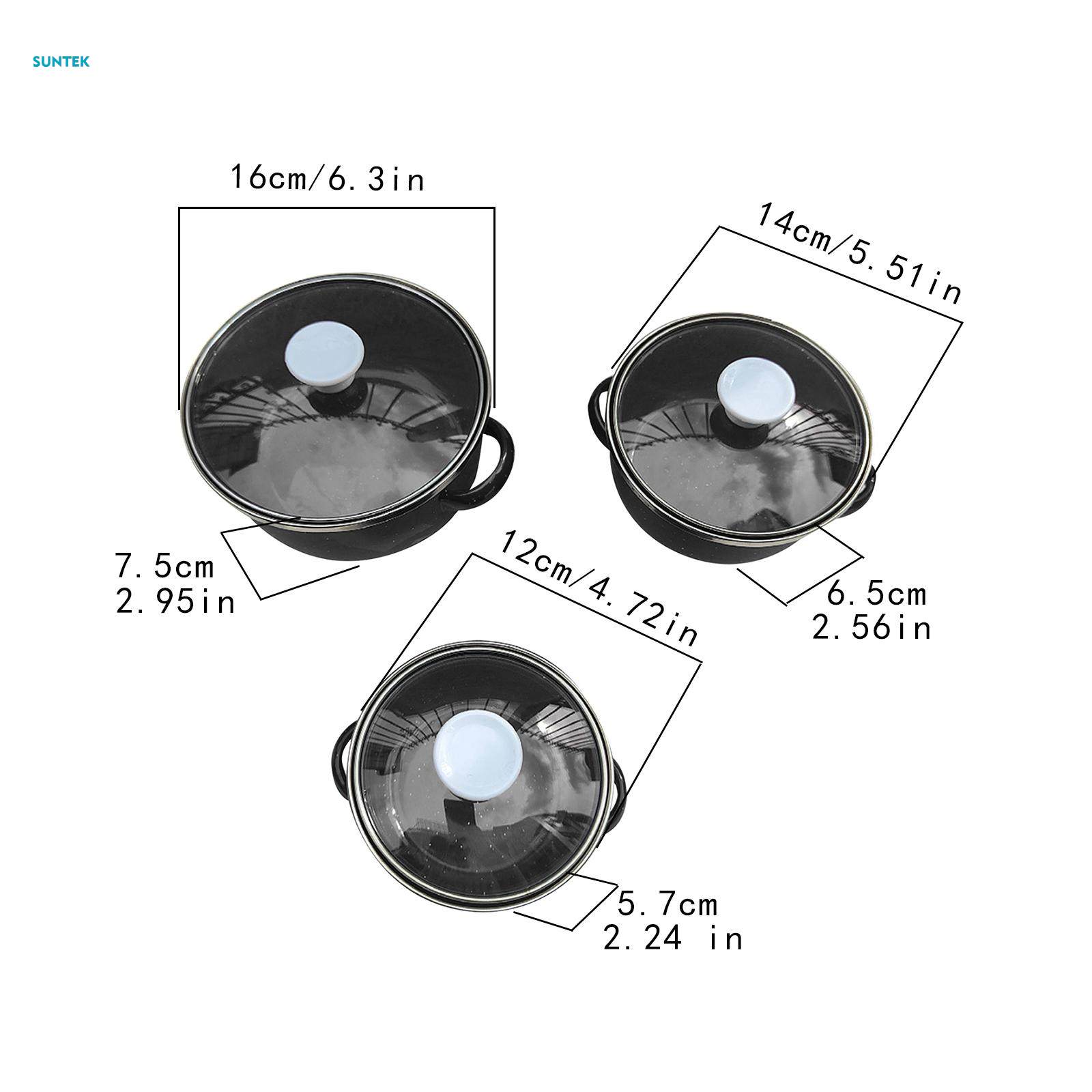 3Pcs Enamel Pot Set Enamel Cookware Set Multifuctional Accessories Double Handle Pot. 