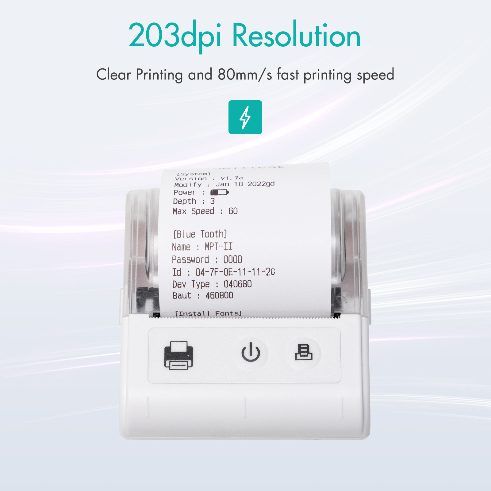 Portable Mini Thermal Receipt Printer USB & BT Connection 2 inches 57mm Wireless Printer High Speed with 1 Roll Paper Inside Compatible with iOS Android Windows for Restaurant Sales Retail Shop. 