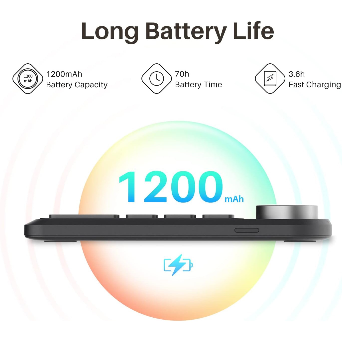 HUION Keydial Mini Wireless Keyboard Bluetooth Connectivity Keyboard with Dial, for Drawing Tablet PC MacBook Surface Pro Laptop. 