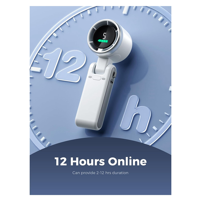 Portable Handheld Turbo Fan, 5 Gear Wind, Battery Operated, Up to 12 Working Hours, Hand Fan with Air Turbo Tech. 