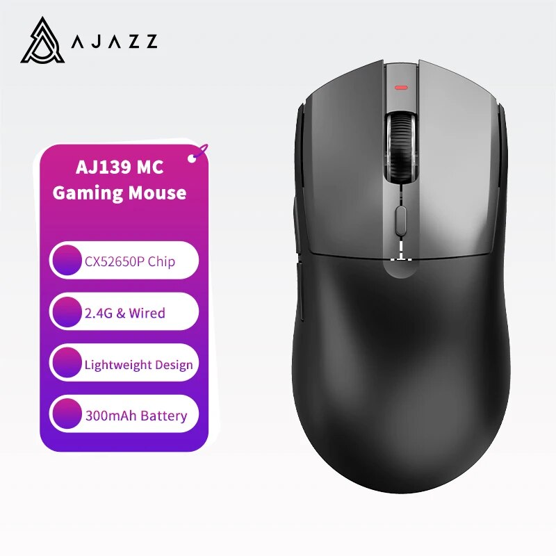 AJAZZ AJ139 mc Wireless Mouse with Free Feets CX52650P Chip Gaming Chipset 16000dpi Professional Gaming Mouse for PC. 