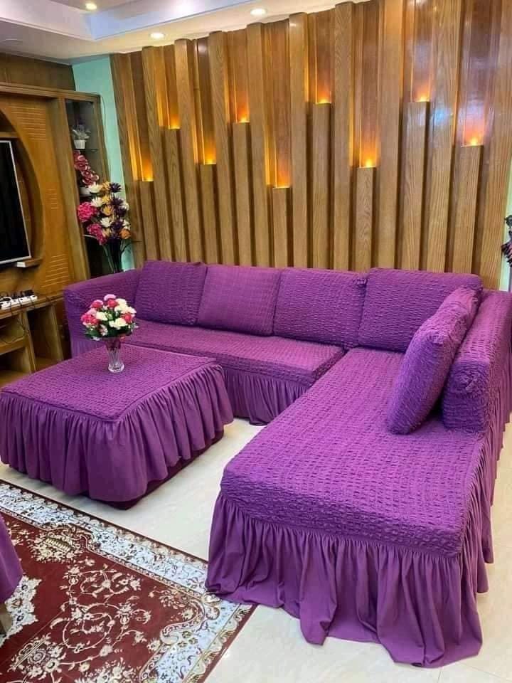 Turkey Stretchable Corner Sofa Cover with Box Cover ( for 6 seated & 1 Corner Box). 