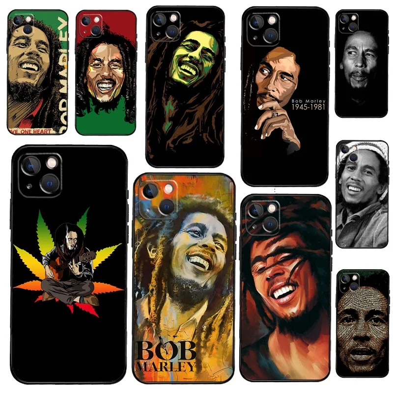 Bob Marley Phone Case on For iPhone 13 12 11 14 15 Pro Max 8 7 Plus SE 2020 XR X XS MAX Soft Back Cover