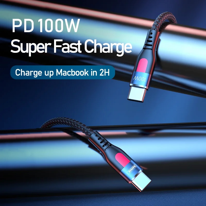 Remax RC-187 1M USB C Type C To Type C Micro Wire For xiaomi Huawei 15 14 PD 100W Charging 5A 100W Fast Charging Cable Cord. 