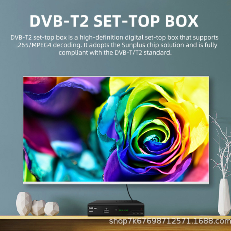 2024 Spain TDT Decoder DVB-T T2 H.265 HEVC FTA Full HD Ground Digital TV Tuner 1080P Terrestrial TV Receiver For EU Country. 