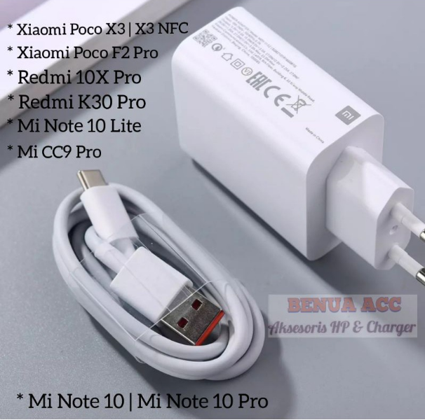 Charger Redmi Note 13 / Note 9 Pro 10 10 Pro Max Mi 10T 33W Turbo Charge Type C. 