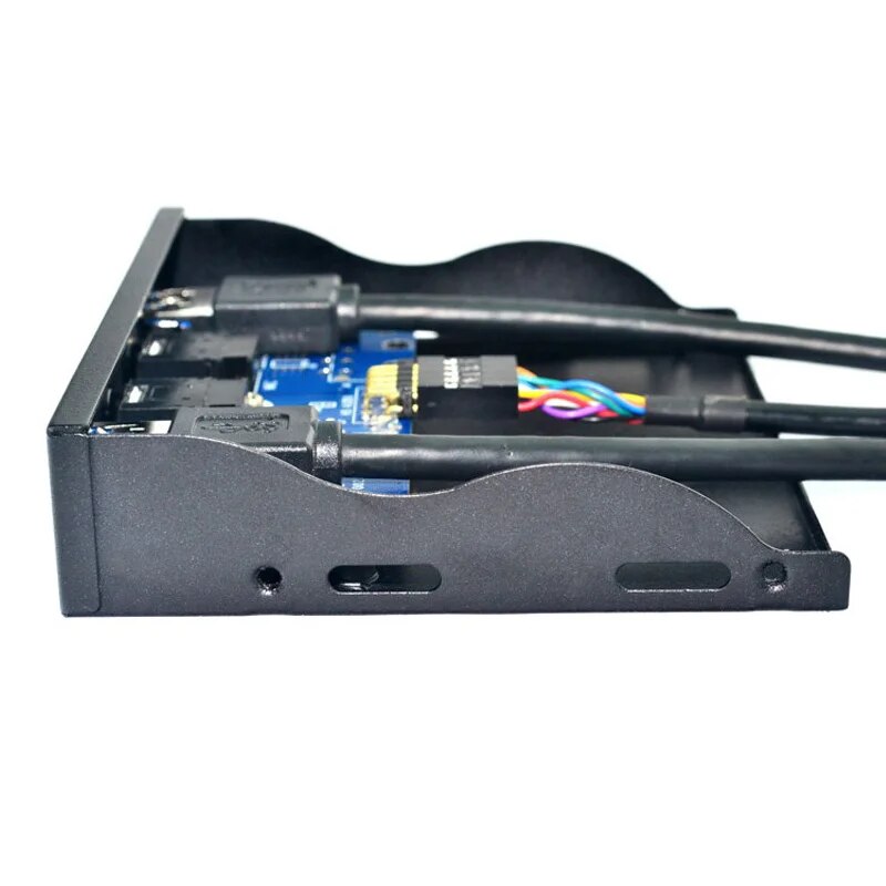 2 Port USB 3.0 Hub Splitter HD Audio 3.5mm Earphone Jack Mic Interface Front Panel Bracket Adapter for PC 20 Pin 3.5 Floppy Bay. 