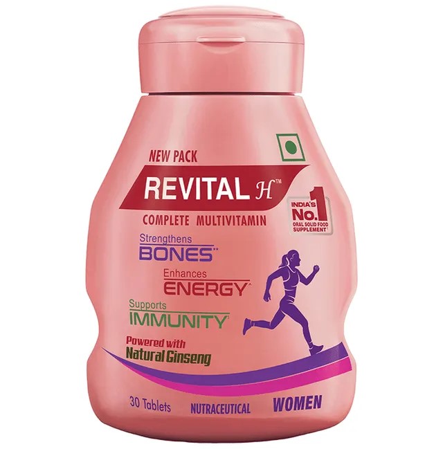 Revital H Multivitamin For Women (30 Capsules) With Natural Ginseng, Zinc, 10 Vitamins & 8 Minerals For Daily Energy, Stamina & Immunity