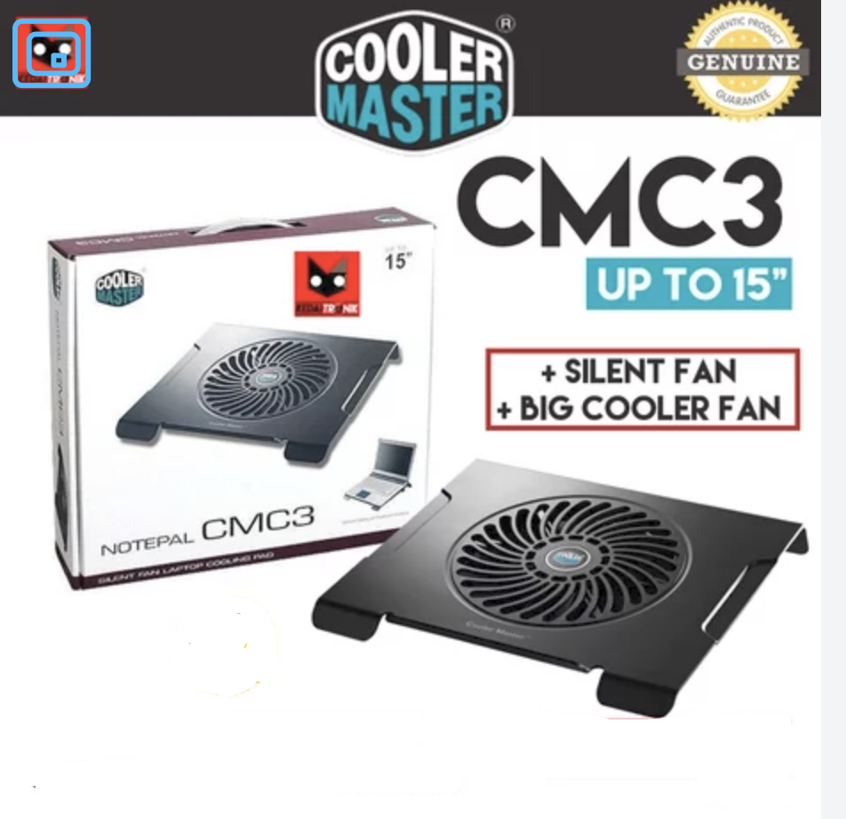 Cooler Master CMC3 laptop cooler, single fan, 1USB port, compatible