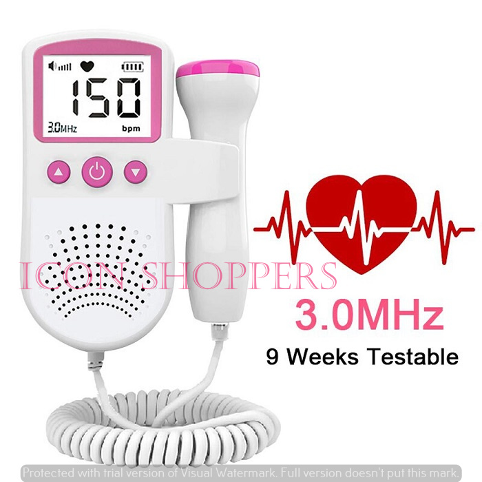 Fetal Doppler Heart Rate Monitor Baby Fetal Sound Heart Detector with LCD Display & Speaker for Home and Clinic.