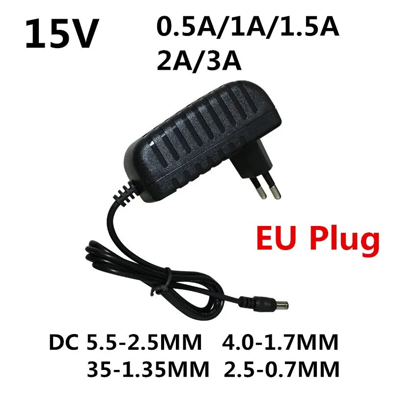 1PCS AC/DC Adapter DC 15V 0.5A 1A 1.5A 2A 3A AC 100-240V Converter Adapter Power 15 V Volt Charger Power Supply EU Plug