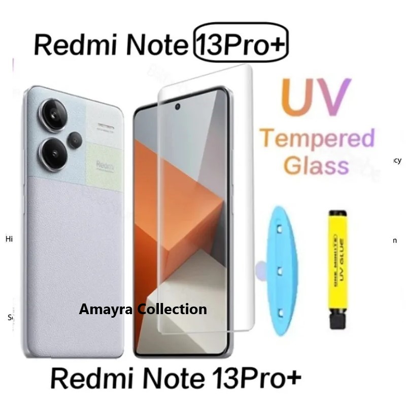 2in1 Protector Combo Pack for Xiaomi Redmi Note 13 Pro+ 5G / Xiaomi Redmi Note 13 Pro Plus 5G (A+ GRADE) UV Glass Screen Protector + Camera Protector Lens. 