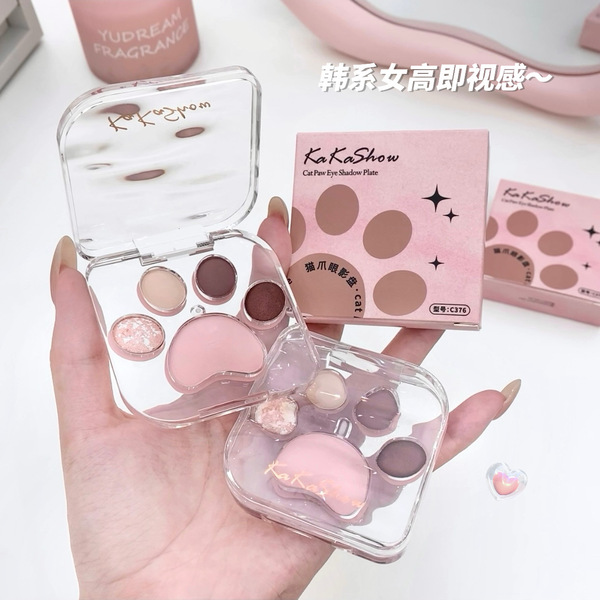 Kakashow cat claw eyeshadow palette pearlescent matte powdery and delicate Korean color silkworm blush all-in-one palette for beginners