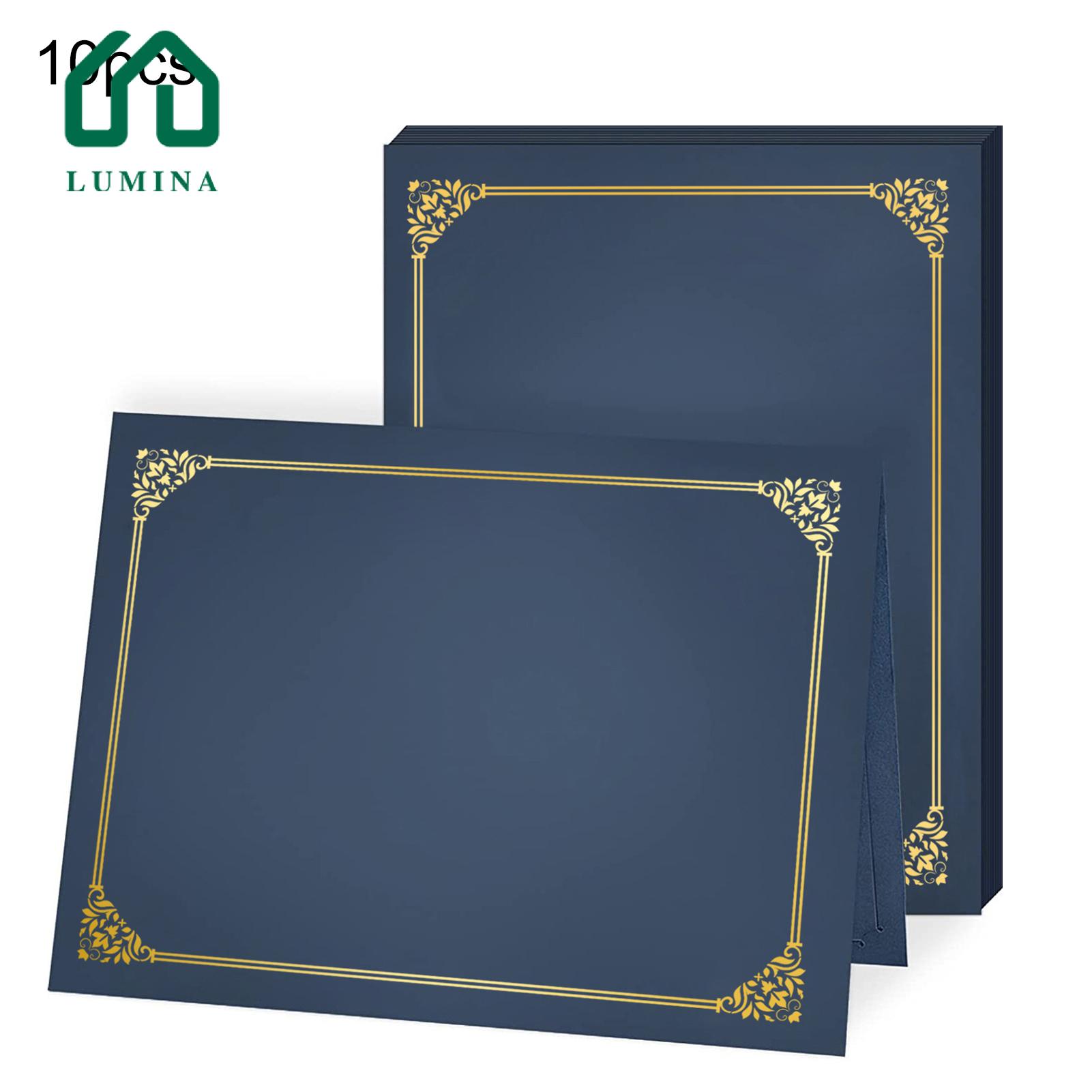 Lumina Certificate Holder Set 10 Pcs Black Diploma Covers with Gold Foil Border for Certificates Awards Elegant Design for Graduation Documents Fits 12.6 X 9.45 Inch Paper Perfect for Presentations Gold Leaf