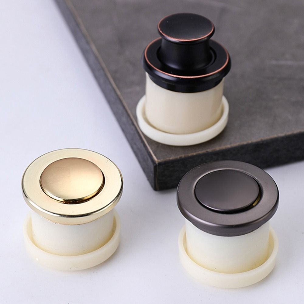 Cabinet Pull Minimalist Zinc Alloy Door Handle Pop-up Invisible Wardrobe Cabinet Knobs Retractable Embedded Spring Bouncing Handle Household. 