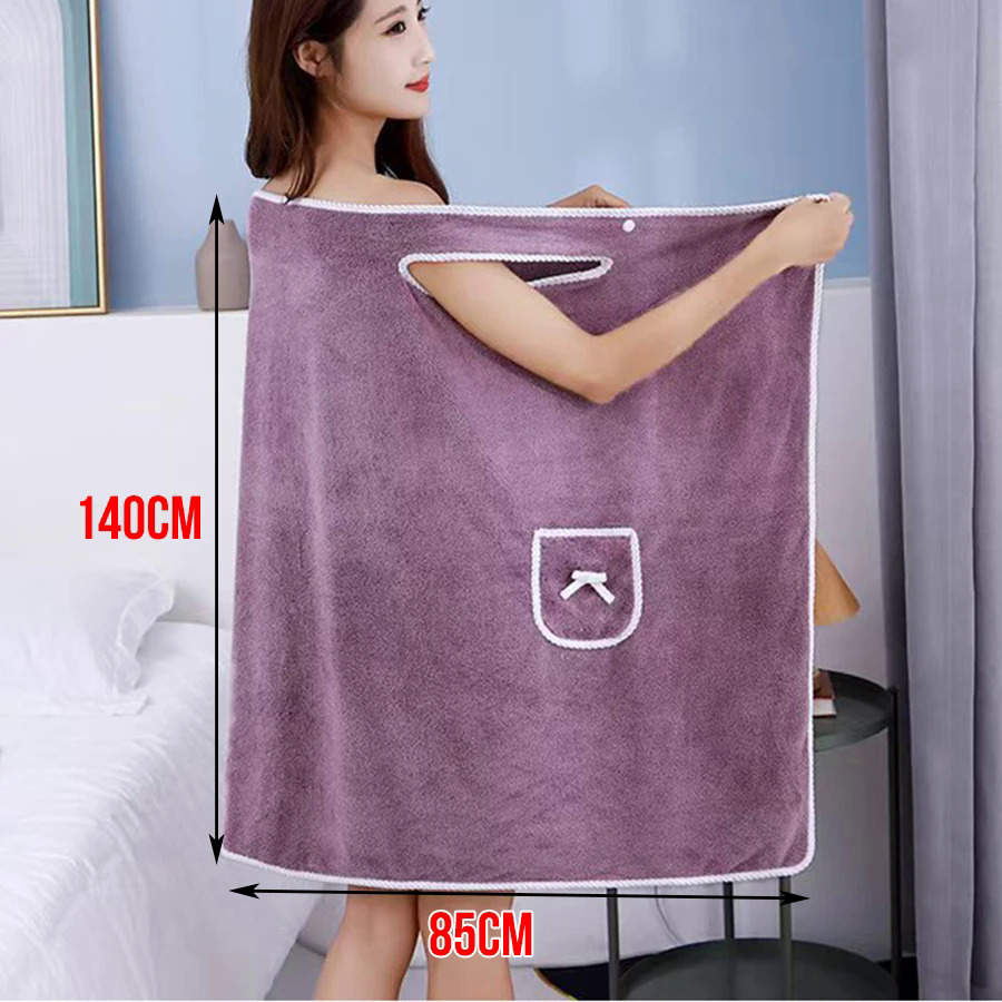Women's Bath/Shower Wrap Towel Dress with Straps Lightweight Knee Length Body Wraps Spa Bath Towel Wrap For Ladies. 
