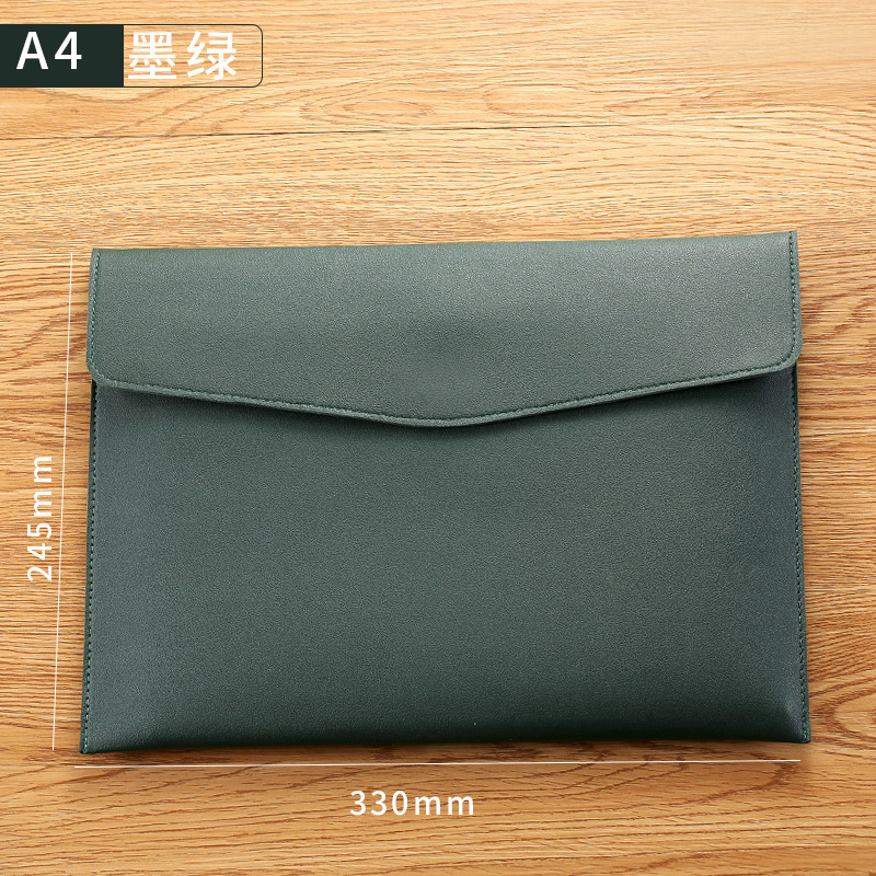 Large-capacity imitation leather file bag, business office A4 storage file bag, multi-functional leather folder bag. 