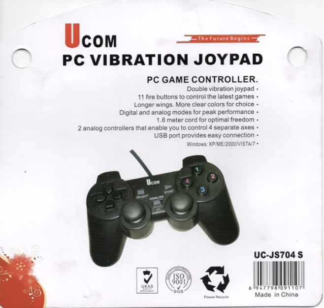 UCOM PC VIBRATION JOYPADE GAME PAD CONTROLLER FOR PC/LAPTOP (MOBILE NOT SUPPORTED). 