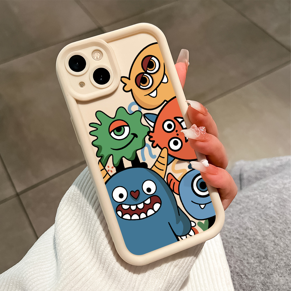 TA for Redmi Note 13 Pro 4G Back Cover Soft Square Ladder Little Monster Pattern Cases Silicone Camera Protection Phone Case. 
