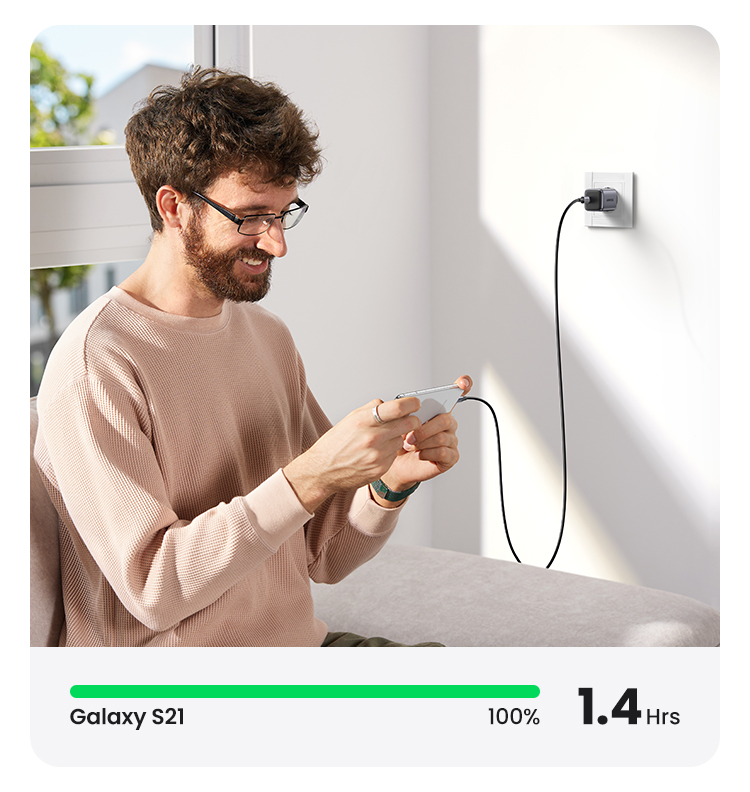 UGREEN CD318 (90664) NEXODE mini USB-C 20W GAN Fast Charger -  Nexode Mini 20W PD GaN Tech Charger - Fast charge for your Android/Tablet - Widely compatibility - Multi-protection. 