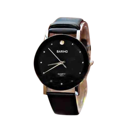 Artificial Leather Analog Watch For Men - Black