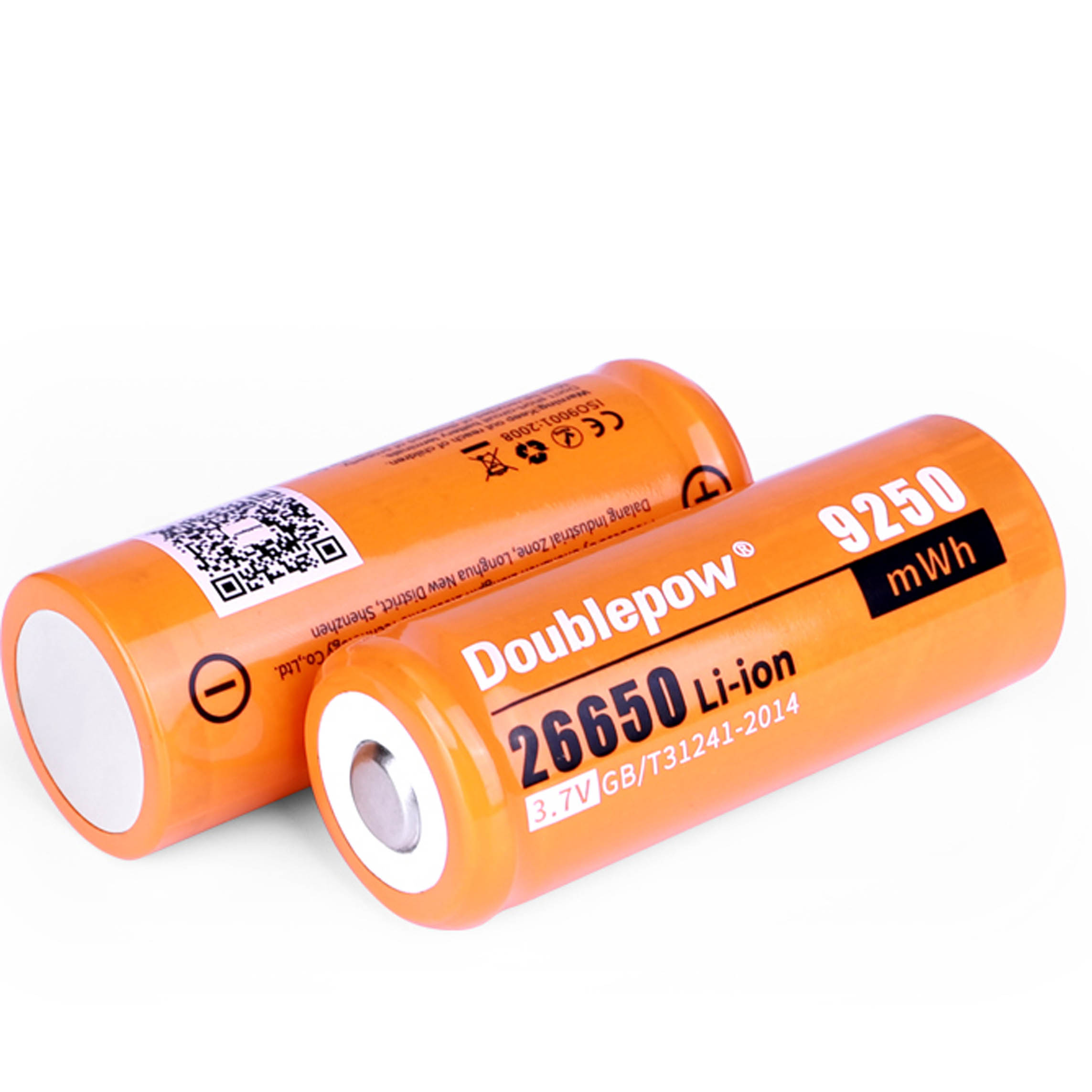 Doublepow Rechargeable lithium ion 3.7V 9250mWh cylindrical 26650 li ion rechargeable battery for flashlights  For Flashlight batteries  and power banks. 