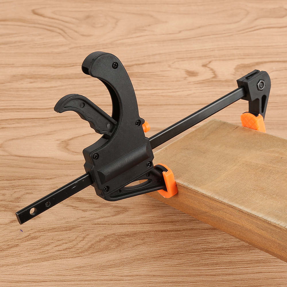 F Shape Quick Ratchet Release Speed Squeeze Wood Working Clip Spreader Tool DIY Color: Black + Orange. 