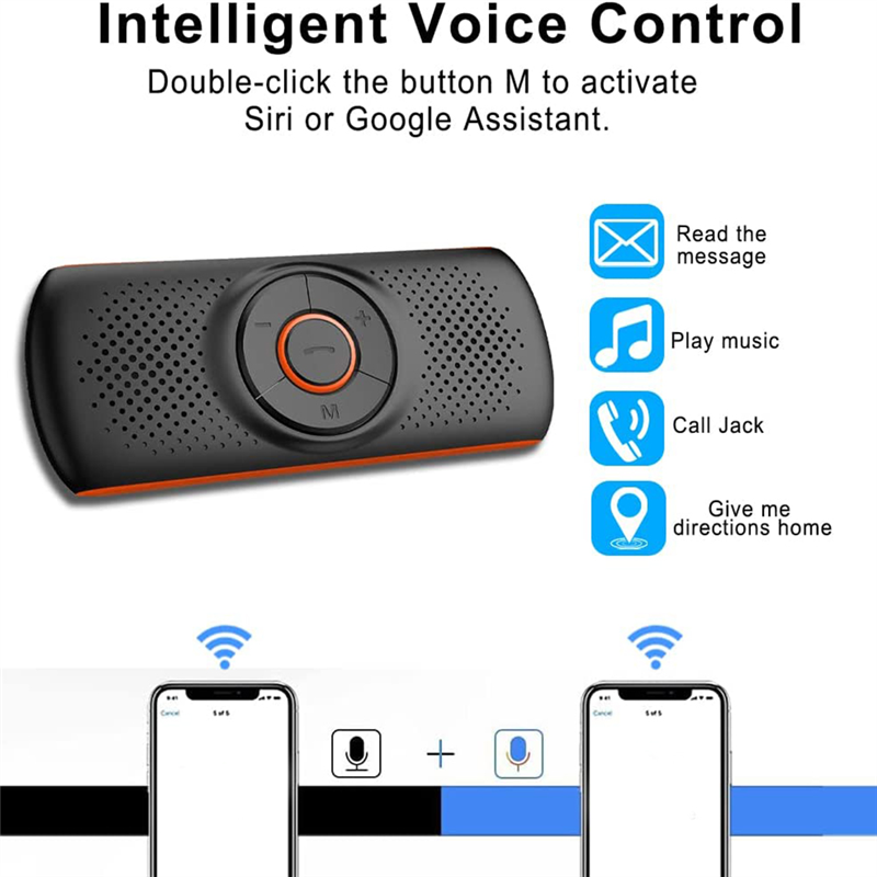 Car Bluetooth Speaker for Handsfree Talking, Wireless Car Music Player with Visor Clip. 