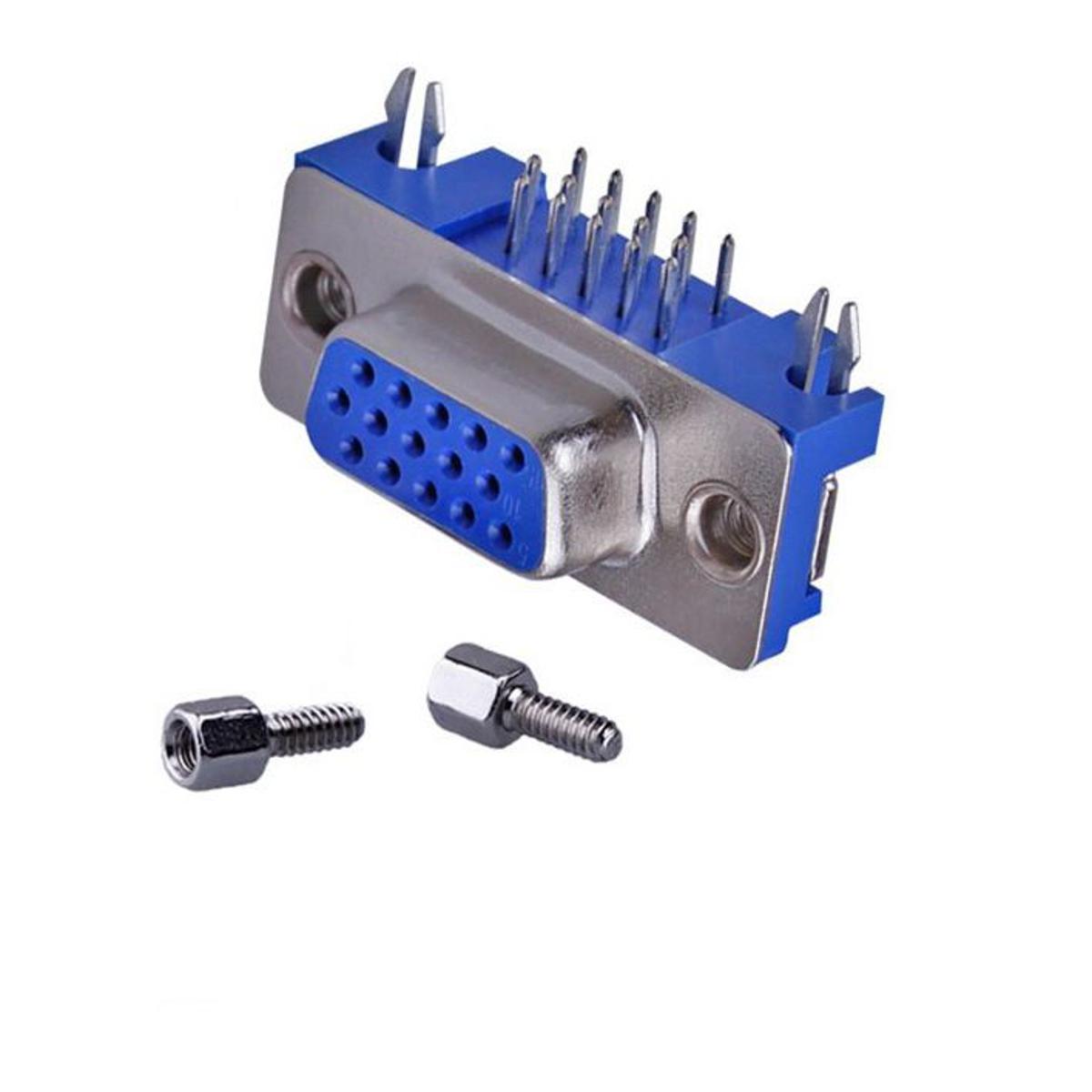 lot DB15 DR15 3 rows blue parallel Port 15 Pin D female 15 way PCB 90 degree DB15 connector VGA plug adapter