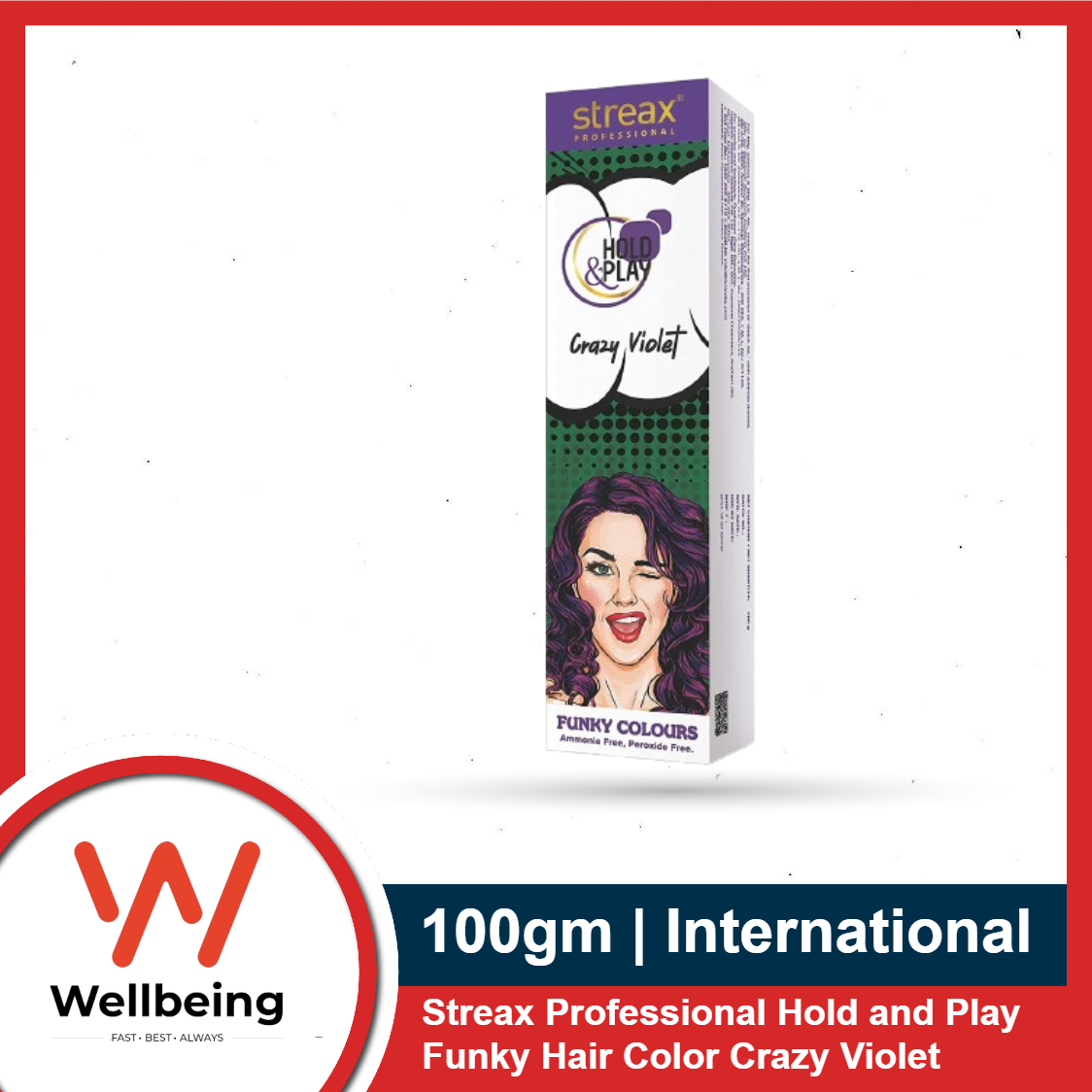 Streax Professional Hold and Play Funky Hair Color Crazy Violet (100gm)