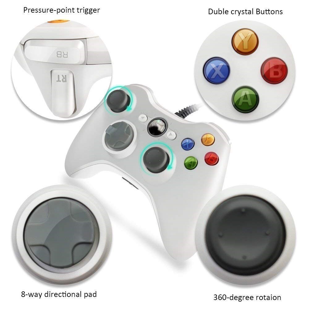 ox 360 is suitable for XbWin 7/60 console B wired game TECTINTER US controller is suitable for Xbox3 controller is suitable for 8/10 PC joystick control Mando game controller. 