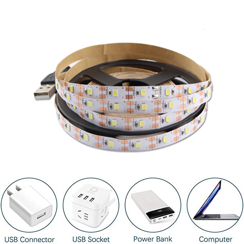 5V USB LED Strip Lights RGB Tape 5050 2835 0.5m- 5m Bluetooth Flexible Lamp Tape Diode Ribbon TV Backlight With Remote Control. 