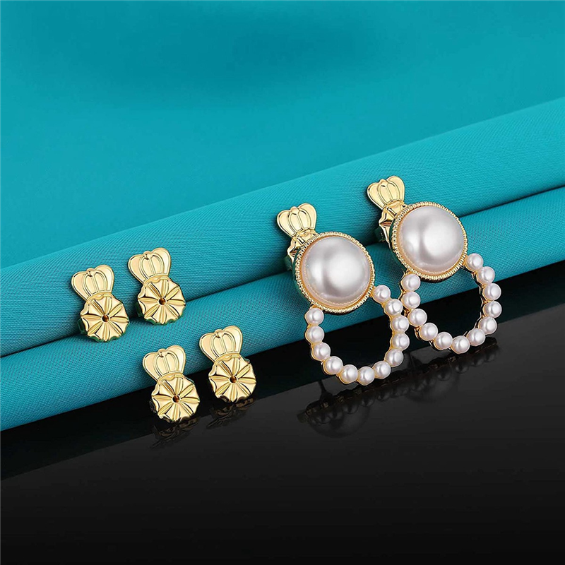 3-Pairs Earring Backs Adjustable Hypoallergenic Secure Earring Backs for Heavy Earrings, (Gold). 
