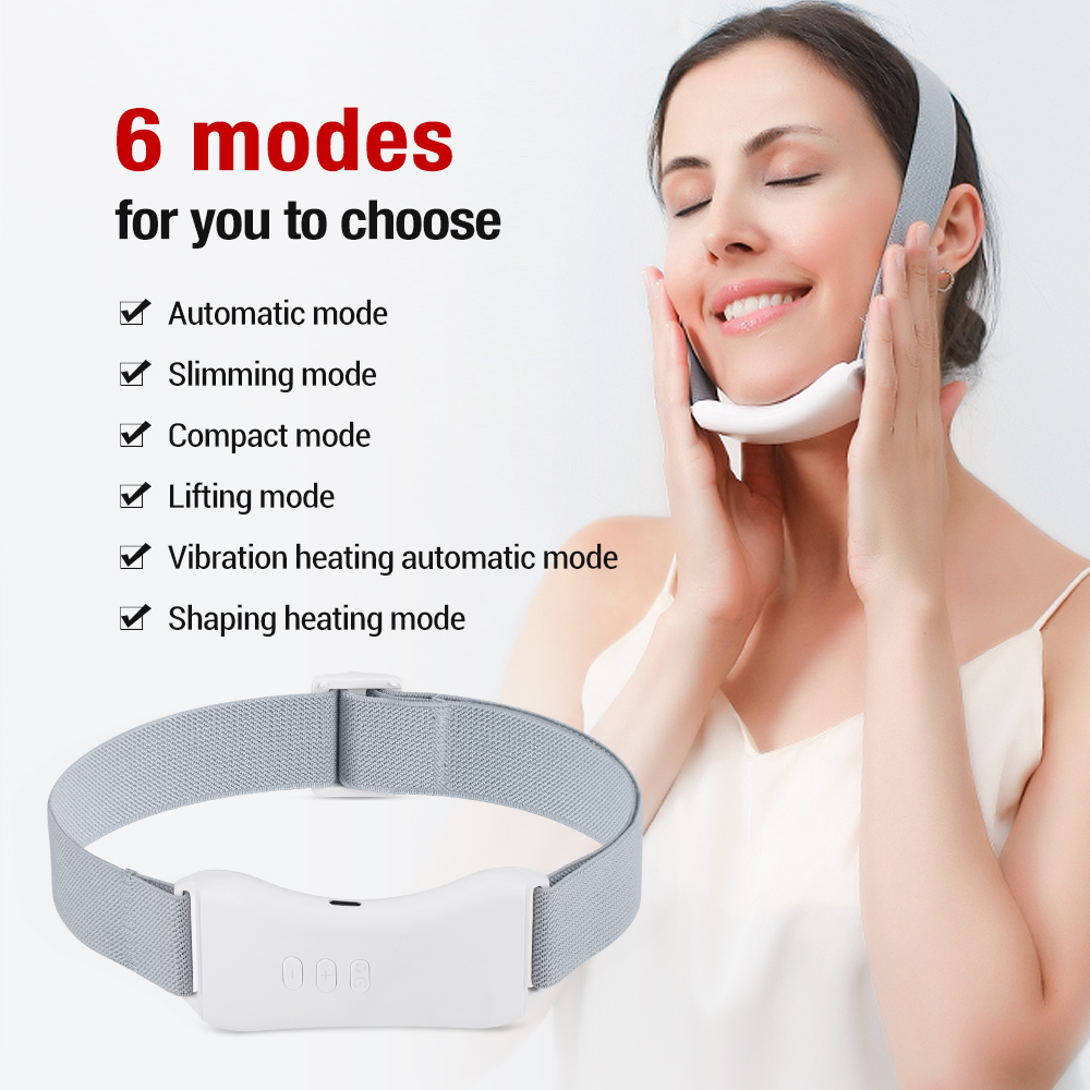 EMS Microcurrent Facial Lifting Massager 6-Mode Heated Skin Tightening Slimming Double Chin V Shape Lift Belt Face Fat Burning. 